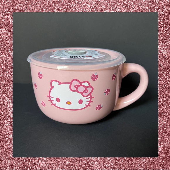 Hello Kitty Dining Hello Kitty Soup Mug With Lid And Strawberry Design Poshmark